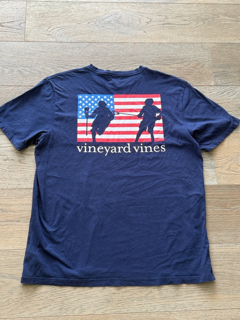 Vineyard Vines LAX Navy Short-Sleeve Pocket Tee Front & Back Flag Decals-Large